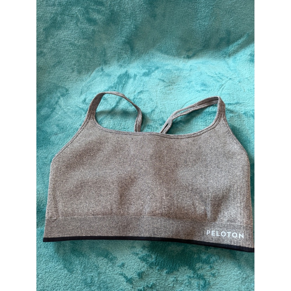 Peloton Ribbed Racerback‎ Sports Bra Heather Gray Medium Support Womens